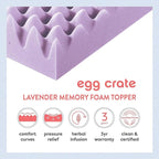 Best Price Mattress 3 Inch Egg Crate Memory Foam Mattress Topper with Soothing Lavender Infusion, CertiPUR-US Certified, Dorm Essentials, King