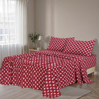 RUVANTI Flannel Sheets King Size - 100% Cotton Brushed King Size Sheets Set - Deep Pockets 16 Inches Bed Sheets - All Seasons Breathable & Extra Soft - Warm & Cozy, 4 Piece, Red Christmas