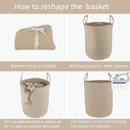 Cotton Rope Laundry Basket Hamper for Clothes Woven Storage Basket for Living Room Bedroom Boho Tall Rope Baskets for Blanket Toys Pillow Towels Baby Nursery Hamper Bin oatmeal
