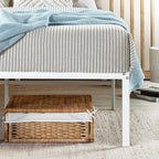 Best Price Mattress 18 Inch Metal Platform Bed Frame, Heavy Duty Steel Slats, White, Queen