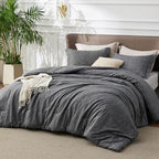 Bedsure Full Comforter Set - Charcoal Grey Soft Bedding for All Seasons, Cationic Dyed Bed Set, 3 Pieces, 1 Full Size Comforter (82"x86") and 2 Pillow Shams (20"x26"+2")