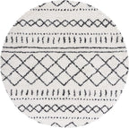 SAFAVIEH Arizona Shag Collection Area Rug - 3'2" Round, Ivory & Black, Moroccan Design, 1.6-inch Thick, Non-Shedding, Ideal for High Traffic Areas in Living Room, Bedroom, Dining (ASG741Z-3R)
