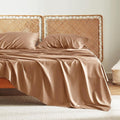 Bedsure Queen Sheet Set, Rayon Derived from Bamboo, Cooling Sheets, Breathable & Soft, Deep Pocket Up to 16 Inches, Hotel Luxury Silky Bedding for Hot Sleepers, Khaki