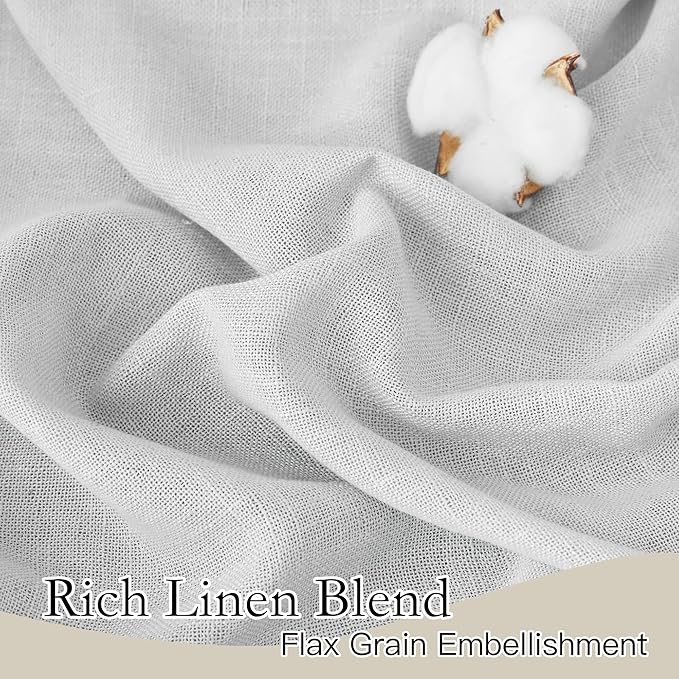 RYB HOME Semi Sheer Curtains - Linen Style Semitransparent Privacy Window Draperies Soft Airy Famhouse Curtains Sheer Light Filtering for Bedroom, Kitchen, Dining, Car, W 52" x L 36", 2 Pcs, Dove Grey
