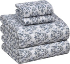 RUVANTI Flannel Sheets King Size - 100% Cotton Brushed King Size Sheets Set - Deep Pockets 16 Inches Bed Sheets - All Seasons Breathable & Extra Soft - Warm & Cozy, 4 Piece, Damask