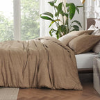 Bedsure King Size Comforter Set - Brown Soft Bedding for All Seasons, Cationic Dyed Bed Set, 3 Pieces, 1 King Size Comforter (104"x90") and 2 Pillow Shams (20"x36"+2")