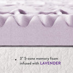 Mellow 3 Inch 5-Zone Memory Foam Mattress Topper, Soothing Lavender Infusion, Dorm Essentials, Full