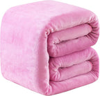 Fleece Twin Size Summer Blanket All Season 350GSM Lightweight Throw for The Bed Extra Soft Brush Fabric Winter Warm Sofa Blanket 66" x 90"(Pink Twin)