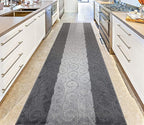 Custom Size Modern Runner Rug Carpet for Hallway Entryway Foyer Kitchen, Slip Resistant Latex Rubber Backed 31 inch Wide X Customized Length, Scroll Grey, 31 inch X 6 feet