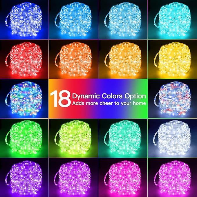 Ollny Rope Lights Outdoor Color Changing, 99FT 300 LED Waterproof Plug in Outdoor String Lights with Remote, 18 Colors Twinkle Rope Lights for Outside Indoor Party Christmas Holiday Decorations