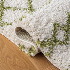 SAFAVIEH Arizona Shag Collection Area Rug - 6'7" x 9'2", Ivory & Green, Moroccan Design, Non-Shedding & Easy Care, 1.6-inch Thick Ideal for High Traffic Areas in Living Room, Bedroom (ASG741Y)
