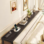SUPERJARE 70 Inch Console Table with Outlet, Sofa Table with Charging Station, Narrow Entryway Table, Skinny Hallway Table, Behind Couch Table, for Living Room, Black