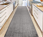Custom Cut Non-Slip Hallway Runner Rug – 31" Wide, Modern Stripe Grey, 8 Ft Long