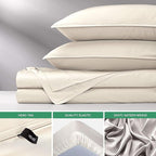 Short Queen Sheets by Pure Bamboo for RV Camper (60"x75") - Genuine 100% Organic Viscose Derived from Bamboo Bed Sheet Set, Soft & Cooling, Lifetime Quality Promise (Short Queen, Ivory)
