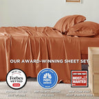 Bedsure King Size Sheets Set, Cooling Sheets for Hot Sleepers, Rayon Derived from Bamboo, Breathable & Soft, Deep Pocket Up to 16 Inches, Hotel Luxury Silky Bedding, Burnt Orange