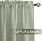RYB HOME Linen Sheer Curtains and Drapes for Living Room and Dining Room 90 inches Length, Breathable Weave Textured/Rod Pocket Semi Sheer Curtains, Sage Green, W 52 x L 90 inches, 2 Panels Set