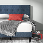 ZINUS Omkaram Upholstered Platform Bed Frame, Mattress Foundation, Wood Slat Support, No Box Spring Needed, Easy Assembly, King, Navy