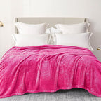 Exclusivo Mezcla Plush Fuzzy Fleece Bed Blanket King Size, Super Soft, Fluffy and Warm Blankets, Suitable for All Seasons (Hot Pink, 90x104 Inches)
