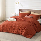Bedsure Full Comforter Set - Burnt Orange Soft Bedding for All Seasons, Cationic Dyed Bed Set, 3 Pieces, 1 Full Size Comforter (82"x86") and 2 Pillow Shams (20"x26"+2")