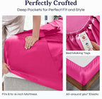 California Design Den Natural 100% Cotton Sheets Full Size Bed - 400 Thread Count Sateen, Deep Pockets with All Around Elastic, Soft, Cool and Durable Bedding - Hot Pink