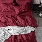 Bedsure King Size Comforter Set Dark Red - Bed in a Bag Bedding Set 7 Pieces, GentleSoft™ Pintuck Bed Set Gift for Family, Pinch Pleat Dark Red Comforter with Sheets, Pillowcases & Shams