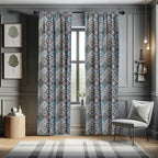 Ambesonne Moroccan Curtains, Detailed Flower Designs with Checkered Pattern and Antique Cultural Inspirations, Window Treatments 2 Panel Set for Living Room Bedroom, Pair of - 28" x 63", Blue Black