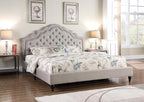 HomeLife Premiere Classics 51" Tall Platform Bed with Cloth Headboard and Slats - King (Light Grey Linen)