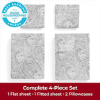 Mellanni Queen Sheets Set - 4 PC Iconic Collection Bedding - Hotel Luxury, Extra Soft, Cooling Bed Sheets - Wrinkle, Fade, Stain Resistant (Queen, Paisley Gray)