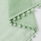 Treatmentex Pompom Sheer Green Curtains for Bedroom 72" Length Nursery Room Slub Textured Window Curtain Drapes for School Kindergarten 52" w x 2 Pack Rod Pocket, Sage Green