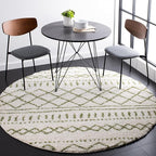SAFAVIEH Arizona Shag Collection Area Rug - 3'2" Round, Ivory & Green, Moroccan Design, Non-Shedding & Easy Care, 1.6-inch Thick, Ideal for The Living Room, Dining, Bedroom (ASG741Y)
