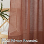 RYB HOME Linen Blend Curtains 102 inches Long for Living Room Home Office, Thick Heavy Textured Rod Pocket Light Filtering Machine Washable, W 52 x L 102 inches, Terracotta, 2 Panels