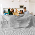 Bedsure Cooling Cotton Waffle Oversized King Blanket - Lightweight Breathable Blankets Rayon Derived from Bamboo for Hot Sleepers, Luxury Throws for Bed and Sofa, Grey, 120x96 Inches
