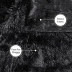 Tuddrom Decorative Extra Soft Faux Fur Blanket Twin Size 70" x78",Reversible Fuzzy Lightweight Long Hair Shaggy Fleece Blanket,Fluffy Cozy Plush Comfy Microfiber Throw Blanket for Couch Sofa Bed,Black