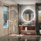 36 Inch Round LED Mirror for Bathroom, Front & Backlit Round Lighted Vanity Mirror for Wall, Adjustable Brightness, 6000K, Anti Fog, Touch, Memory