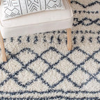 SAFAVIEH Arizona Shag Collection Area Rug - 10' x 14', Ivory & Slate, Moroccan Design, Non-Shedding, 1.6-inch Thick, Ideal for High Traffic Areas in Living Room, Bedroom (ASG741M-10)