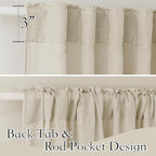 RYB HOME Linen Textured Semi Sheer Curtains Light Filtering Airy Solid Sheer Window Curtains for Bedroom Bathroom Dining Kids Nursery, Linen, W 52 x L 72 inch, 2 Panels