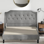 ZINUS Kellen Upholstered Scalloped Platform Bed Frame, Mattress Foundation, Wood Slat Support, No Box Spring Needed, Easy Assembly, Full