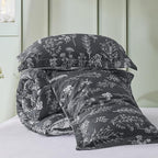 Bedsure Full Comforter Set - Dark Grey Bed Set, 3 Pieces Cute Floral Bedding, 1 Soft Reversible Botanical Flowers Comforter and 2 Pillow Shams