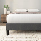ZINUS Curtis Upholstered Platform Bed Frame, Mattress Foundation, Wood Slat Support, No Box Spring Needed, Eco Friendly WonderBox (TM) Packaging, Dark Grey, Full
