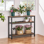 Yaheetech Industrial Console Table, 3 Tier Entryway Table with Storage Shelves, Narrow Sofa Tables for Living Room, Foyer, Hallway, Entrance, Metal Frame, Rustic Brown
