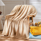 NEWCOSPLAY Super Soft Twin Blanket Brown Premium Silky Flannel Fleece Leaves Pattern Lightweight Bed Blanket All Season Use (Brown, Twin(60"x80"))