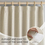 KangBang Extra Wide Pinch Pleated Blackout Curtains 84 Inch Length 2 Panels Set, Thermal Insulated Linen Curtains for Sliding Door Living Room, Rustic Pleat Draperies with Hooks,60x84, Natural Beige