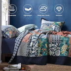 Secgo Twin Size Quilt Size - 100% Cotton Twin Comforter Set Bedding Sets (68 * 86 Inch) with 2 Pillow Shams, Patchwork Reversible Lightweight Bedspread