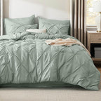 Bedsure California King Comforter Set - Bed in a Bag Cal King Bedding Set 7 PCS, GentleSoft™ Pintuck Bed Set Gift for Family, Pinch Pleat Sage Green Comforter with Sheets, Pillowcases & Shams
