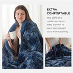 Bedsure GentleSoft Fuzzy Sherpa Faux Fur Twin Blanket Tie Dye Navy Cozy Gifts for Women Men, Soft Fleece Plush Warm Minky Thick Blanket Twin Size for Bed, Blue Room Decor Dorm Essentials Gifts, 60x80