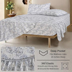 RUVANTI Flannel Sheets Queen Size - 100% Cotton Double Brushed Bed Sheets, Deep Pockets 16 Inches Queen Sheet Set, All Seasons Breathable & Extra Soft - Warm & Cozy, 4 Piece, Pacific