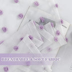 MYSKY HOME 72 Inch Long Purple Pom Pom White Sheer Curtains for Bedroom Nursery Curtains for Baby Room Door Curtains for Doorway 2 Panels Light Filtering Rod Pocket Semi Window Drapes 52 x 72 inch