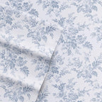 Laura Ashley - Flannel Sheets Queen Size, Anti-Pilling & Wrinkle Resistant Cotton, Touchably Soft for All-Season Comfort - Bed Sheets with Matching Pillowcases & Fitted Sheet (Vanessa Blue)