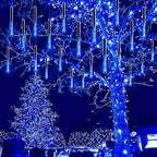 Kwaiffeo Blue Icicle Lights for Outside, Waterproof 40 Tubes LED Meteor Shower Lights for Christmas Halloween Decor Yard Lawn, Equivalent to 5 Sets of 8-Tubes