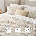 Bedsure King Comforter Set - Beige Bed Set, 3 Pieces Cute Floral Bedding, 1 Soft Botanical Flowers Comforter and 2 Pillow Shams